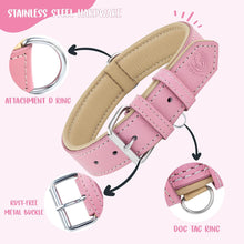 Load image into Gallery viewer, Riparo Genuine Leather Padded Dog Collar - Pink