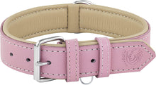 Load image into Gallery viewer, Riparo Genuine Leather Padded Dog Collar - Pink