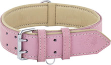 Load image into Gallery viewer, Riparo Genuine Leather Padded Dog Collar - Pink