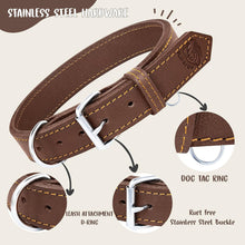 Load image into Gallery viewer, Dog Collar - Genuine Leather Dog Collar - Heavy Duty Hardware for Large and Extra Large Dog Breeds - Brown