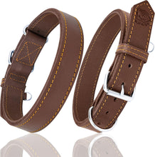 Load image into Gallery viewer, Dog Collar - Genuine Leather Dog Collar - Heavy Duty Hardware for Large and Extra Large Dog Breeds - Brown