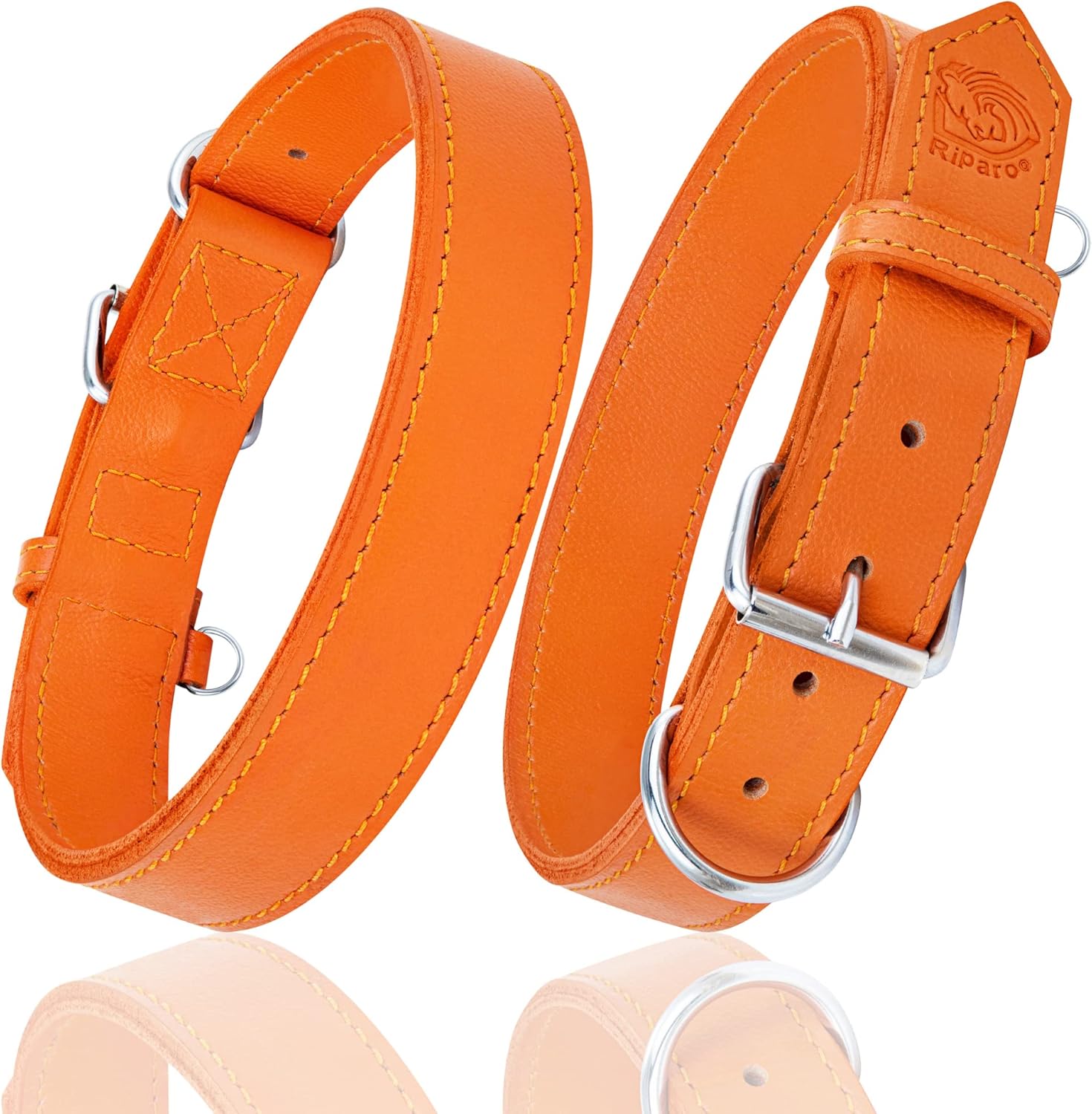 Dog Collar Genuine Leather Dog Collar Heavy Duty Hardware for Larg RiparoCollars