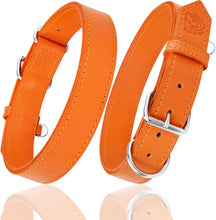 Load image into Gallery viewer, Dog Collar - Genuine Leather Dog Collar - Heavy Duty Hardware for Large and Extra Large Dog Breeds - Orange