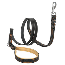 Load image into Gallery viewer, Riparo Heavy Duty Leather Braided Dog Leash with 2 Handles,Padded Traffic Handle for Extra Control, 6 Foot Dog Training Walking Leashes for Medium Large Dogs - Black/Orange Thread