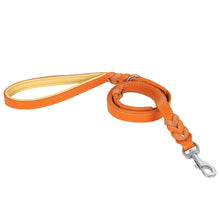 Load image into Gallery viewer, Riparo Heavy Duty Leather Braided Dog Leash with 2 Handles,Padded Traffic Handle for Extra Control, 6 Foot Dog Training Walking Leashes for Medium Large Dogs - Orange