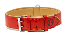 Load image into Gallery viewer, Riparo Genuine Leather Padded Dog Collar - Red