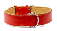 Load image into Gallery viewer, Riparo Genuine Leather Padded Dog Collar - Red