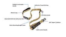Load image into Gallery viewer, Dog Leash with Padded Handle, Multifunctional Dog Leashes for Medium & Large Dogs with Car Seat Belt, Reflective Threads, 4-6 FT Bungee Dog Leash - Sand