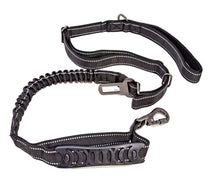 Load image into Gallery viewer, Dog Leash with Padded Handle, Multifunctional Dog Leashes for Medium & Large Dogs with Car Seat Belt, Reflective Threads, 4-6 FT Bungee Dog Leash - Black