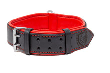 Load image into Gallery viewer, Riparo Genuine Leather Padded Dog Collar - Black/Red Thread