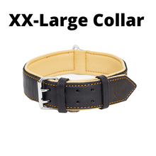 Load image into Gallery viewer, Riparo Genuine Leather Padded Dog Collar - Black/Orange Thread
