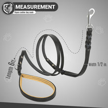 Load image into Gallery viewer, Riparo Heavy Duty Leather Braided Dog Leash with 2 Handles,Padded Traffic Handle for Extra Control, 6 Foot Dog Training Walking Leashes for Medium Large Dogs - Black