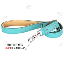 Load image into Gallery viewer, Riparo Heavy Duty Leather Dog Leash with Padded Handle, 3FT Long Dog Lead, 1.25IN Wide Dog Training Walking Leashes for Medium Large Dogs - Aqua

