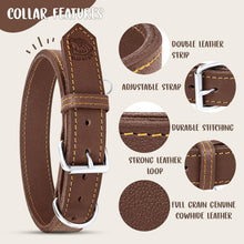 Load image into Gallery viewer, Dog Collar - Genuine Leather Dog Collar - Heavy Duty Hardware for Large and Extra Large Dog Breeds - Brown
