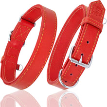 Load image into Gallery viewer, Dog Collar - Genuine Leather Dog Collar - Heavy Duty Hardware for Large and Extra Large Dog Breeds - Red
