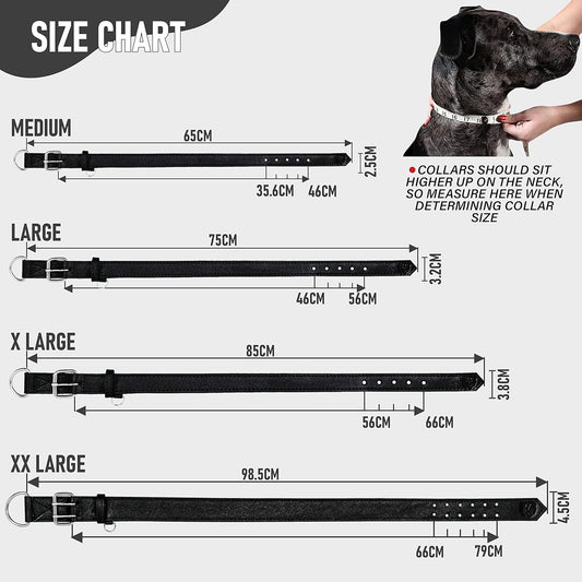 Dog Collar - Genuine Leather Dog Collar - Heavy Duty Hardware for Large and Extra Large Dog Breeds - Black