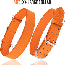 Load image into Gallery viewer, Dog Collar - Genuine Leather Dog Collar - Heavy Duty Hardware for Large and Extra Large Dog Breeds - Orange
