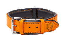 Load image into Gallery viewer, Riparo Genuine Leather Padded Dog Collar - Orange
