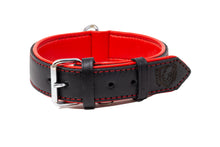 Load image into Gallery viewer, Riparo Genuine Leather Padded Dog Collar  - Black/Red Thread
