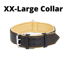 Load image into Gallery viewer, Riparo Genuine Leather Padded Dog Collar - Black/Orange Thread
