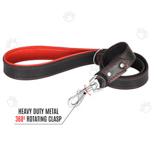 Load image into Gallery viewer, Riparo Heavy Duty Leather Dog Leash with Padded Handle, 3FT Long Dog Lead, 1.25IN Wide Dog Training Walking Leashes for Medium Large Dogs - Black/Red
