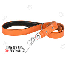 Load image into Gallery viewer, Riparo Heavy Duty Leather Dog Leash with Padded Handle, 3FT Long Dog Lead, 1.25IN Wide Dog Training Walking Leashes for Medium Large Dogs - Orange
